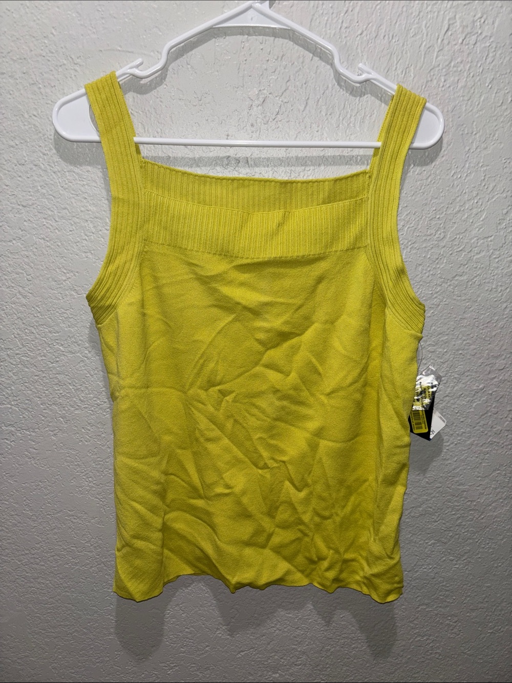 Jones New York Yellow Ribbed Square-Neck Tank
